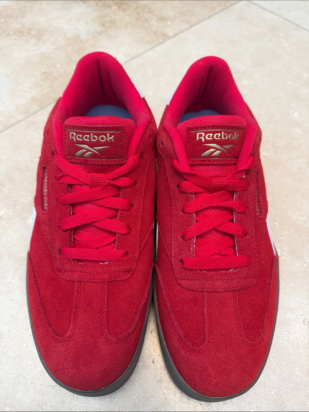 Reebok Red Suede Low-Profile Sneakers